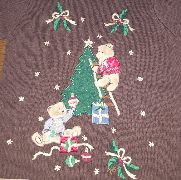 Womens Nutcracker Christmas Tree Teddy Bear Holly Holiday Sweater Size XL - Picture 2 of 9